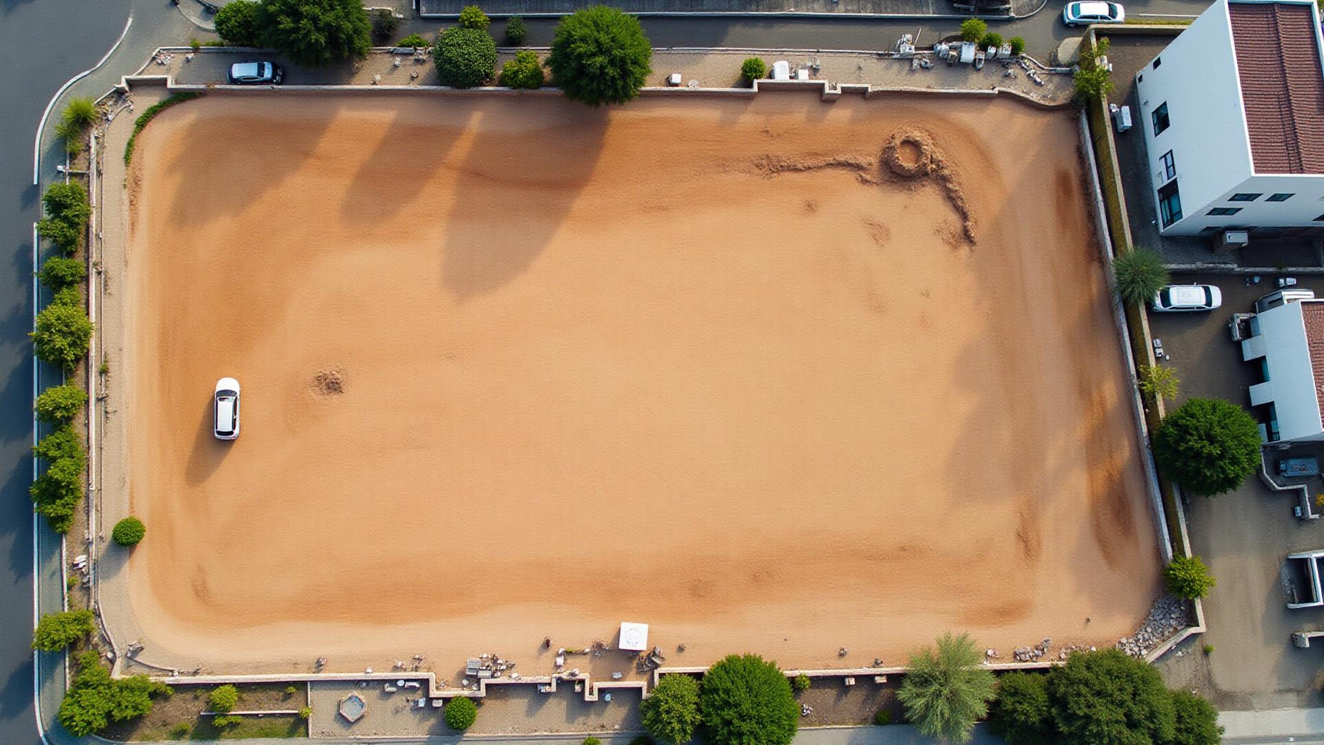 Empty cleared lot before construction